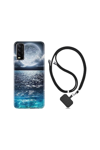 Vivo Y20s Kılıf Desenli Silikon Boyun Askılı Great Moon 1301