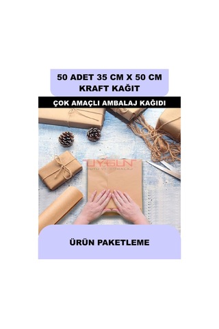 50 Adet 35cm X 50cm 100 Gr. Baskısız Kraft Kağıt, Hediye Ürün Paketleme, Oto Paspası, Çocuk Etkinlikleri