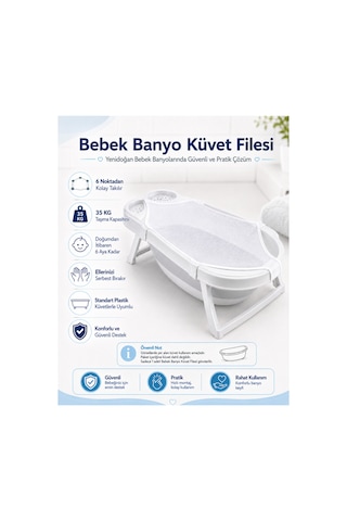 Küvet Yıkama Filesi, Bebek Banyo Filesi Beyaz