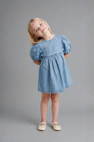 Defacto Pamuklu Denim Elbise Kız Bebek H4072a526smnm39 Mavi-nm39