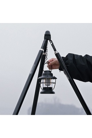 Novahub Çadır Destek Çubuğu - Kamp Işığı & Kamera Üçayağı - Alüminyum Katlanabilir Siyah, Kamp Işığı Ve Kamera Üçayağı Siyah