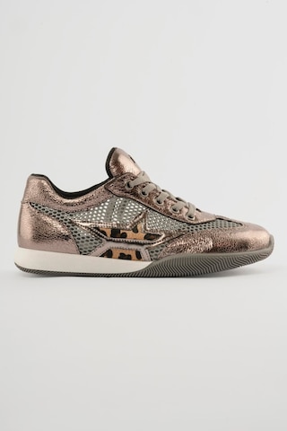 Mubiano Kadın Sneaker Fileli Rugan Detaylı Leopar Yıldızlı Spor Ayakkabı İlya Platin Platin