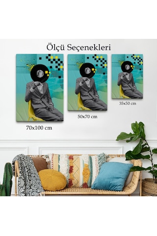 Miyrem^ Canvas Serie Plak Kafalı Adam Pop Art Tablosu-7877