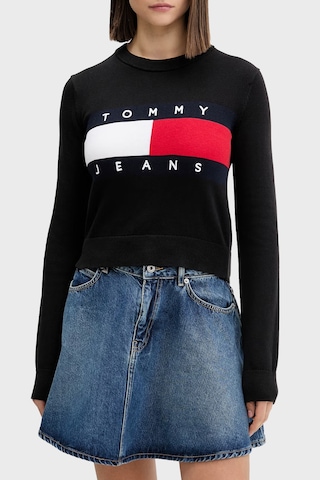 Tommy Jeans Bisiklet Yaka Relaxed Fit Logolu Kazak Kadın Kazak Dw0dw22930 Bds Siyah