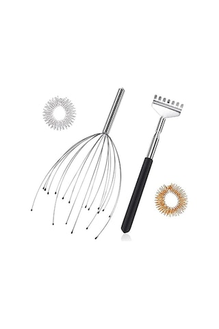 Samdoo Stahl Gövde Masaj Seti: 20 Tırnaklı Kafa Masajı, Genişleyebilir Sırt Çektirici Ve Parmak Masajı Yüzücüsü - Yorgunluk Azaltıcı, Beyin Canlandıran Beyaz Kutuda Çok Renkli