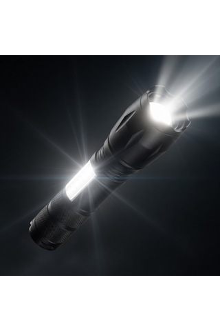 Şarjlı Zoomlu Güçlü Led Çift Aydınlatmalı Usb Portlu Güçlü El Feneri Deprem,araç,yürüyüş,doğa,kamp Aydınlatması Siyah