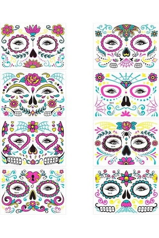 Trendooze Yüz, Yetişkinler Vücut Ve Ve Stickers Set Sanatı Pcs Parti Mükemmel Kol, İçin İçin Glow Floresan Favors Dıy Dekorasyonları Çocuklar Çıkartmalar Çıkartmalar Cadılar Bayramı Bacak, Aydınlık 8 - Rx