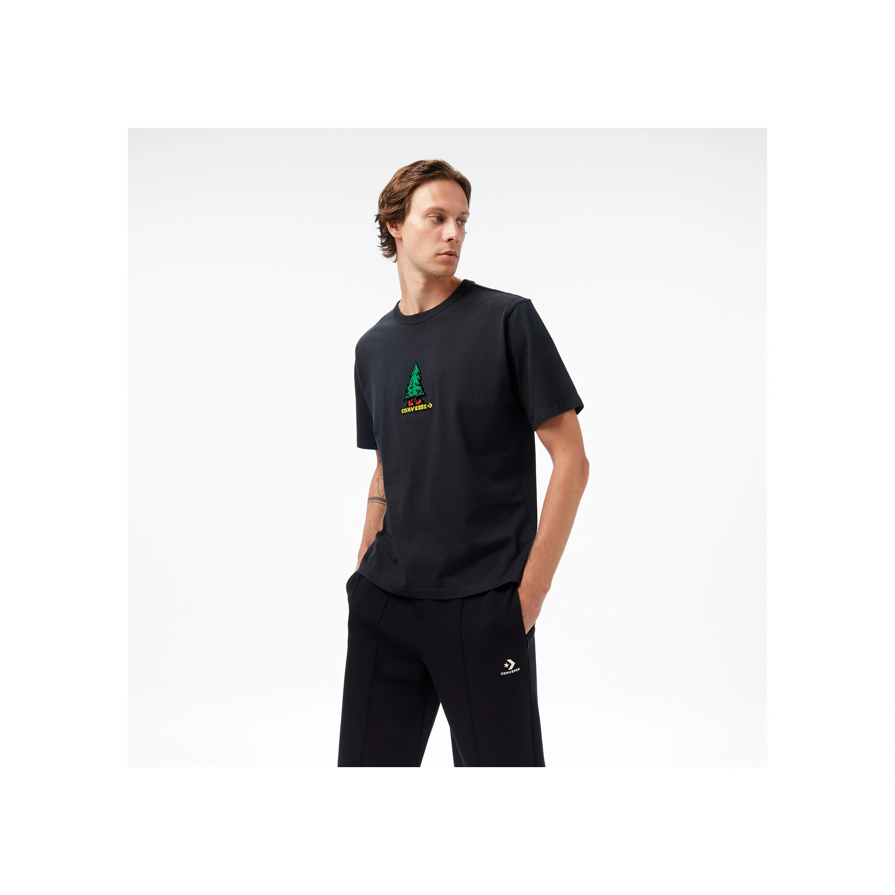 Converse Baskılı Erkek Siyah T-shirt Cvm5t201 Siyah