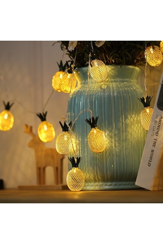 3m Demir Ananas Usb Tak Romantik Led Dize Tatil Işık, 20 Led Genç Tarzı Sıcak Peri Dekoratif Lamba Noel, Düğün, Yatak Odası Sıcak Beyaz Diğer