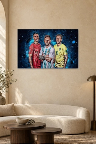 Fida Ronaldo Messi Neymar Milli Formalarla Canvas Tablo Çok Renkli
