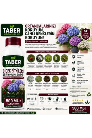 Taber Çiçek Bitki Bakım Ürünü 500 Ml Konsantre Çiçekler İçin Yapraktan Uygulama Diğer