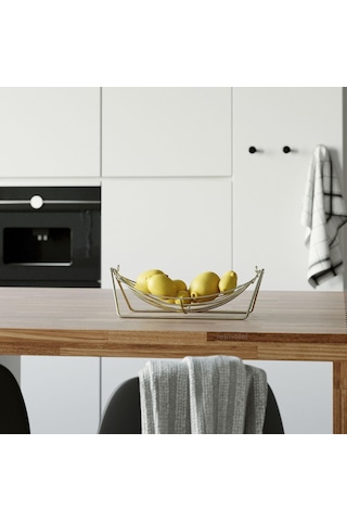 Teknotel Metal Kase Meyve Sepeti Meyvelik Altın Sarı Mg307