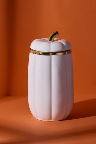 Kabak Porselen L Kapaklı Kavanoz 23x12.4 Cm Beyaz