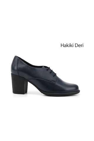 Gönderi(R) Gönderi R Kadın Lacivert Antik Bağcıklı Orta Kalın Topuklu Hakiki Deri Oxford Ayakkabı Gdza13424135 Lacivert