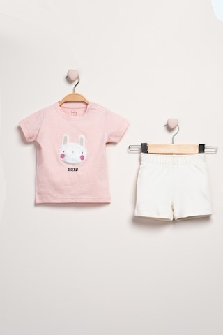 Baby Fou Kız Bebek Şortlu 2'li Takım Pembe