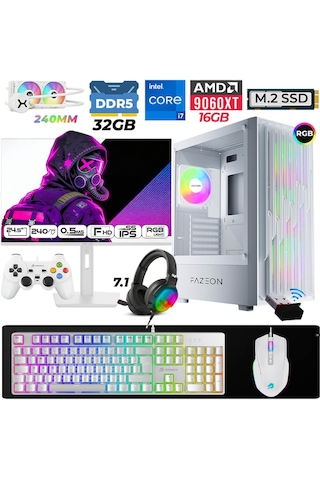 Fazeon Astra X820 i7-14700F 32 GB 1 TB M.2 NVMe SSD 16 GB RX9060XT 24.5" Free Dos Masaüstü Oyuncu Bilgisayarı