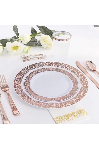 Dianziye 25 Adet 20cm Gül Altın Renkli Kaliteli Plastik Tek Kullandım Bırakma Bıçak Dayanıklı, Şık Tasarım Ev, Parti, Restoran Kullanıma Uygun Rose Gold