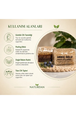 Ardıç Özlü Kabak Lifli Sabun Doğal El Yapımı 100g-3adet Karışık