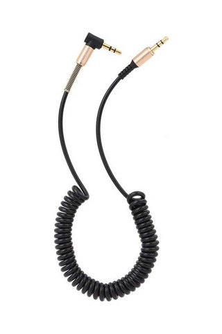 Sandwich Siyah 3.5mm Erimekli Hoparlör Kablosu, 1.7m Uzatılabilir Yaylı Tel, Ses Aktarımı İçin Cinsiyet-cinsiyet Arayüzü