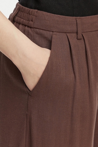 Only Keten Karışımlı Yüksek Bel Bol Paça Pantolon Bayan Pantolon 15370398 Kahve