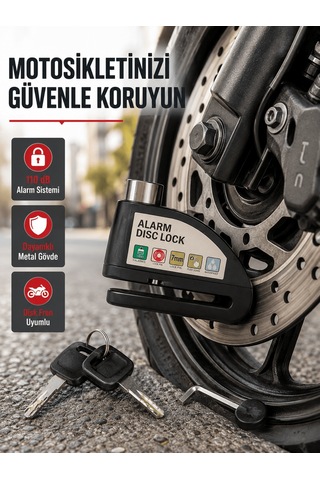 110 Db Alarmlı Disk Fren Kilidi Su Geçirmez Çelik Gövde Motosikle