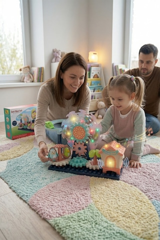 Ogi Mogi Toys Işıklı Ve Sesli Dönme Dolaplı Penguenli Lunapark Oyun Seti