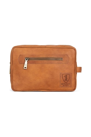Berliner Bags Paul Deri Vintage Makyaj Ve Tıraş Çantası Kahverengi Kadın Erkek Seyahat İçin Ergonomik Tasarım