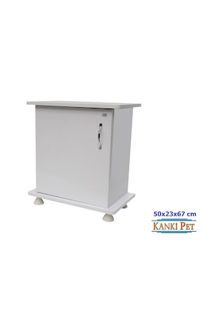 Kanki Pet Mdf Akvaryum Sehpa Beyaz Düz 50 x 23 x 67 CM