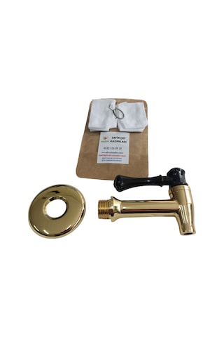 Bakır Kaplamalı Çay Ocağı Kazanı Musluğu + 1 Pak.5'li Musluk Bezi