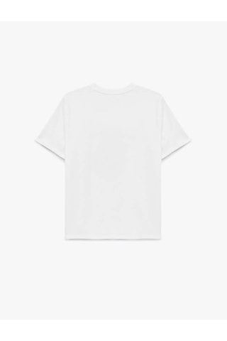 Koton Bisiklet Yaka Pamuklu Baskılı Beyaz Kadın T-shirt 6sak50034ek Beyaz