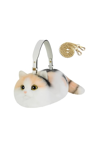 NessiWorld Kedi El Çantası Sarı Beyaz