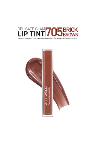 Kalıcı & Suya Dayanıklı Dudak Parlatıcı Tint - Delicate Glam Lip Tint 705 Brick Brown Nude