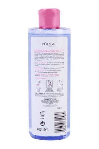 L'Oreal Paris Micellar Normalden Kuruya Hassas Ciltler için Kusursuz Makyaj Temizleme Suyu 400 ML