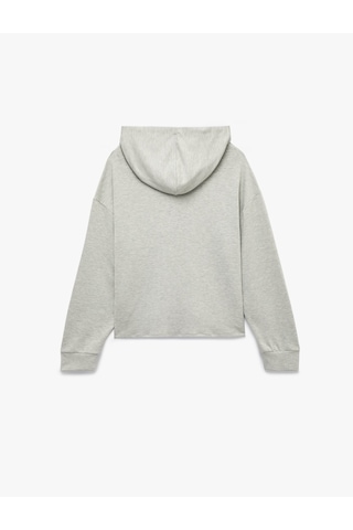 Koton Modal Kumaş Uzun Kollu Kanguru Cepli Kapüşonlu Oversize Sweatshirt Gri 7wak10228ek