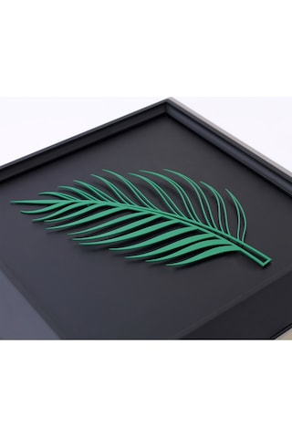 Zekupp Yaprak Temalı Ahşap Tablo, Duvar Dekorasyonu El Yapımı Tab (480101012)