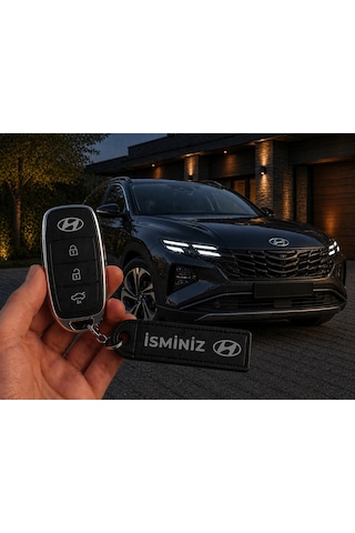 İsimli Hyundai Anahtarlık , Kişiye Özel - Hediyelik İsimli Hyundai Araç Logolu Anahtarlık - İsimli A