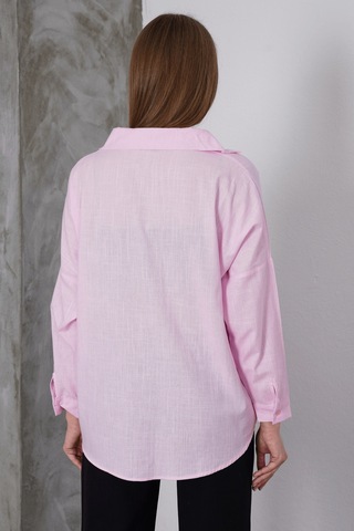 Paw Garage Kadın London Keten Tek Cepli Oversize Gömlek, Premium Kalite Keten Gömlek Pembe