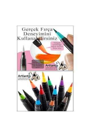 24 Renk Sulu Boya Fırça Uçlu Kalem 1 Paket 24 Lü Watercolors Brush Pen Suluboya Keçe Uçlu Karıştırma Fırçası Çok Renkli