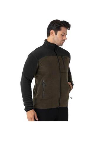 Crozwise Erkek Tam Fermuarlı Polar Sweat Haki