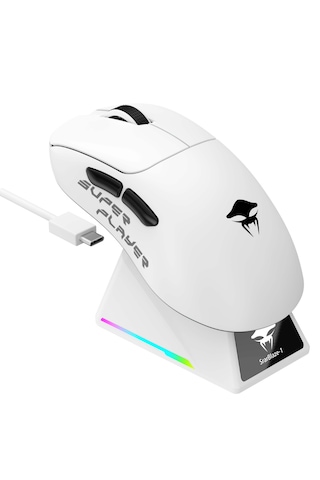 Havit Kraken Starblaze-1 Rgb Kablosuz Gaming Mouse 26000 Dpı, Paw3395, Ekranlı Stant - Beyaz Starblaze-1