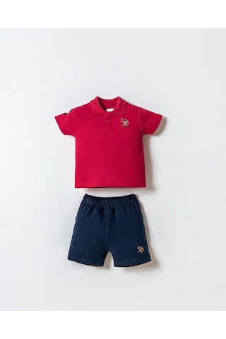 U.S. Polo Assn. U.s. Polo Assn Erkek Bebek 2 Li Şort T-şhirt Takım Kırmızı-2349 Kırmızı