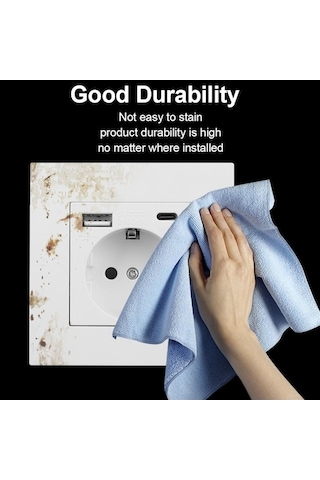 Pazly Usb Tip-c Standardı Şarj Priz Portu Pc Paneli İle Güç Elektrik Duvar Çıkışları Beyaz Almanya Adaptörü Ab 16a Tu