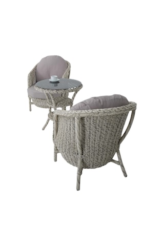 Conjunto Rattan Dedikodu Balkon Bahçe Takımı 2+1 Rehome Bej