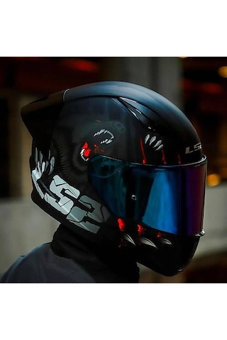 Ls2 Rapıd 2 Race Clawn Kapalı Motosiklet Kaskı Gökkuşağı Camlı Siyah