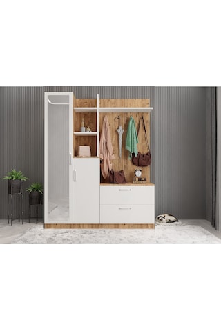 Çizgi Portmanto Vestiyer- Çam Beyaz-180 cm