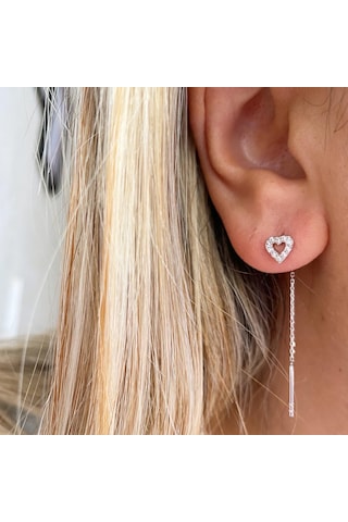 Simurg Jewellery 14 Ayar Beyaz Altın Taşlı Küpe