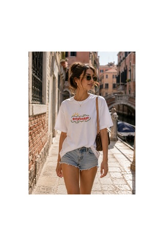 Me Selection Buongiorno Tasarım %100 Pamuk Unisex Basic Tişört Beyaz