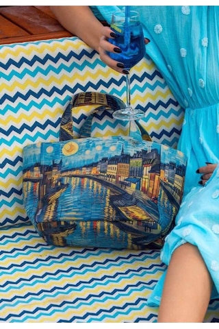 Dogo Kadın Vegan Çok Renkli Medium Tote Bag - Sea Sparkles Tasarım Çok Renkli