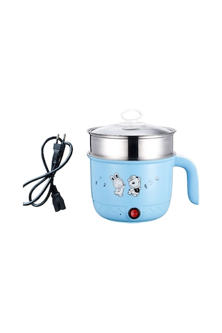 Monyee 1.8l Mini Elektrikli Tencere - Çay, Makarna, Yumurta Pişirme - 450w Düşük Güç - Avrupa Şarjı - Çelik Kısımlı - Mavi