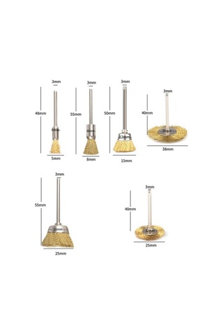 Mini Gravür Makineleri Için Prinç Tel Fırça Seti 10 Parçalı